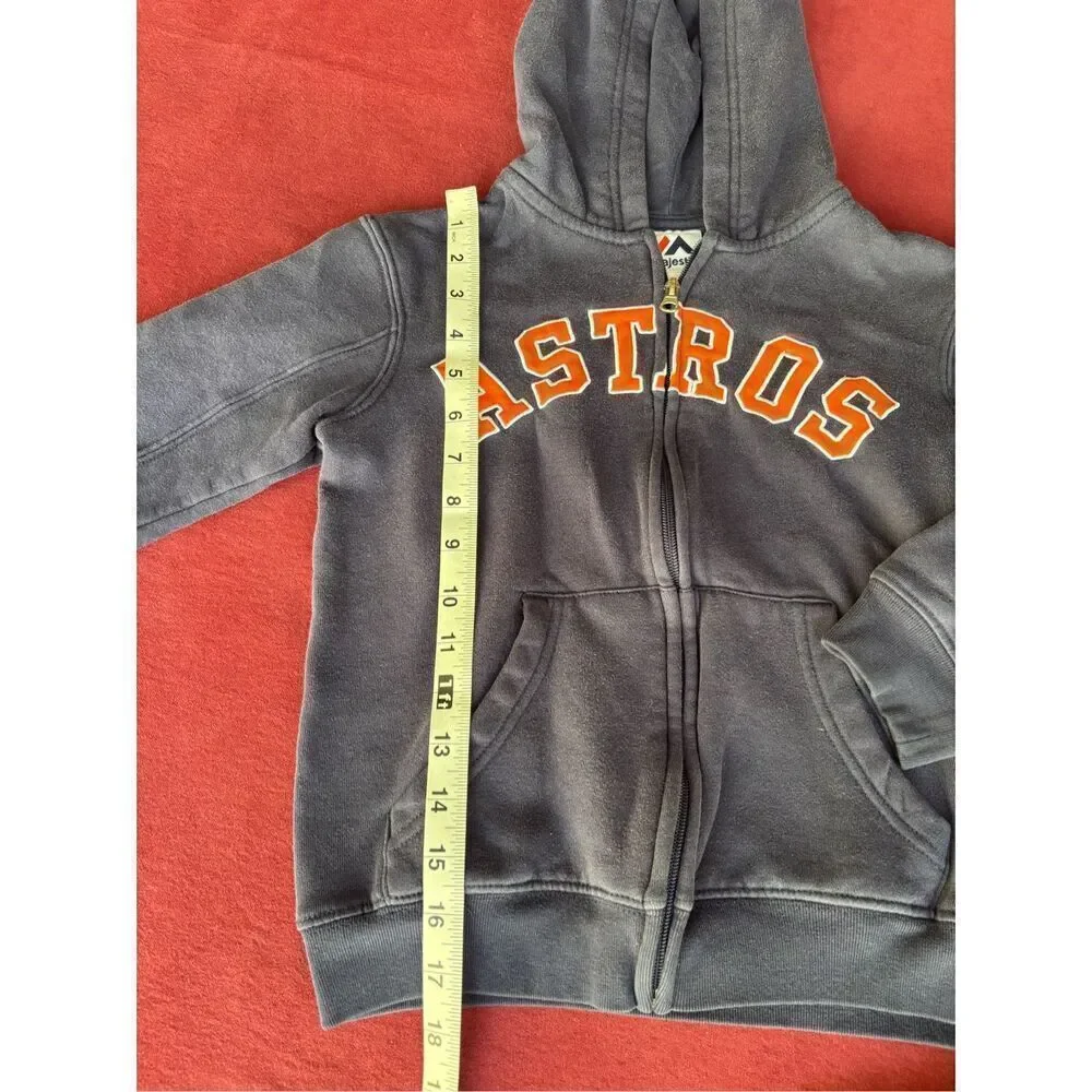 Majestic Boys' Dark Blue Astros Full Zip Fleece Long Sleeve Hoodie Size 8 Youth